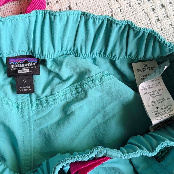 Patagonia Women's Aqua Shorts with Pink Accents - Picture 3 of 5